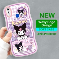 （Lokal Ready)Hontinga Silikon Lembut Case Casing hp Untuk Vivo Y71 Y71i Y75 5G Y81 Y81i Y91 Y91C Y95 Casing Kartun Cute Kuromi Warna Solid Mewah Berlapis TPU kesing Case hp Wavy Lembut Cases Anti Gores Air Softcase