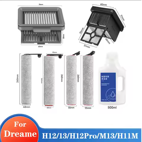 Soft Main Brush HEPA Filter for Dreame H12/13/H12Pro/M13/H11M Handheld Cordless Vacuum Cleaner Spare