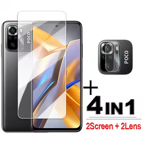 For POCO M5s Glass POCO M5 M5s Global Tempered Glass 6.43 inch Full Glue Clear Screen Protector For 