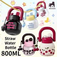 800ML Water Bottle with Straw Travel Sports Portable Kettle Large Capacity with Handle Coffee Cup