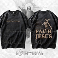 24h Shipping N9THNOVA Retro Jesus Loves You Washed Pure Cotton Street Style T-Shirt Unisex4