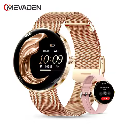 MEVADEN 1.43" AMOLED Screen Women Smart Watch 8.5mm Ultra-thin Stainless Steel Luxury Smartwatch Hea