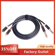 1 Piece 2 X 6.35 mm to  Cable Gold-Plated 2X 6.35Mm 1/4Inch Male 6.35MM to 2  Male Stereo Audio Cabl