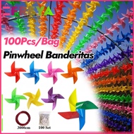30M Pinwheel Banderitas Plastic Pinwheels For Fiesta Colorful Banner Garden Windmill Decoration
