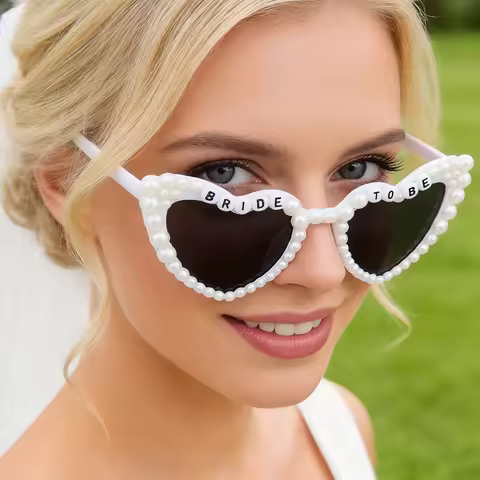 Bride Heart-Shaped Faux Pearl Decorative Glasses, Bride to Be, Photo Prop, Bachelorette Party