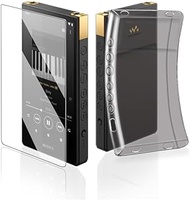 AudioPartner Soft Clear TPU Protective Shell Skin Case Cover for Sony Walkman NW-ZX700 NW-ZX706 NW-ZX707 (Clear Black case and Glass)