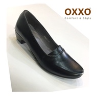 OXXO รองเท้าคัทชู ทรงหัวมน ใส่ทำงาน ใส่เรียน ส้นสูง1.5นิ้ว วัสดุหนังพียู ส้นพียู ใส่สบาย พื้นนิ่ม น้ำหนักเบา X66061