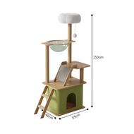 6in1 คอนโดแมว บ้านแมว คอนโดแมวไม้ บันไดและกล่องนอน เสาลับเล็บ ตกแต่งบ้านสวย 135-150cm