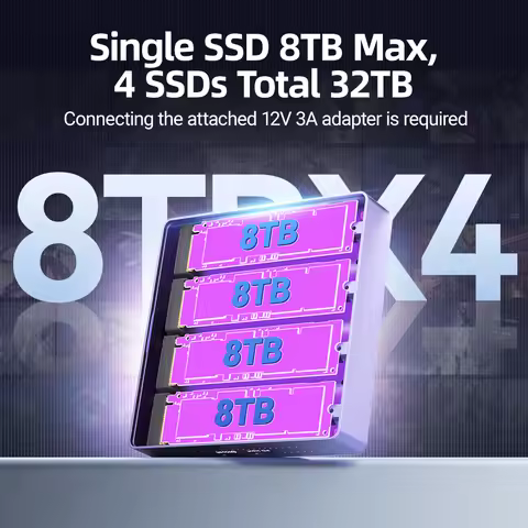 JEYI 4-Bay NVMe RAID Enclosure Compatible with Thunderbolt 4 40Gbps Turbine Cooling Compatible with 