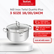 Tefal Duetto Plus stainless steel pot, 3 sizes 18/20/24cm, 18/10 stainless steel - Genuine,