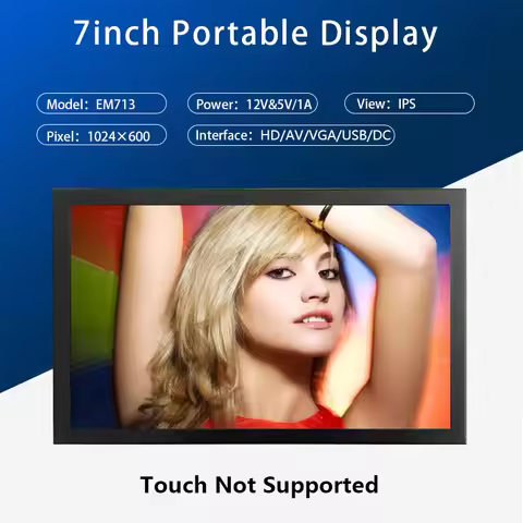EM713 Mini 7 Inch Industrial Screen HD 1024x600 HDMI-compatible Monitor TFT Panel Metal Housing With