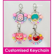 Lala Kiki Elmo Kero Frog Dog Customised Cartoon Ring Name Keychain / Bag Tag / Christmas Gift Idea / Birthday Goodie Bag