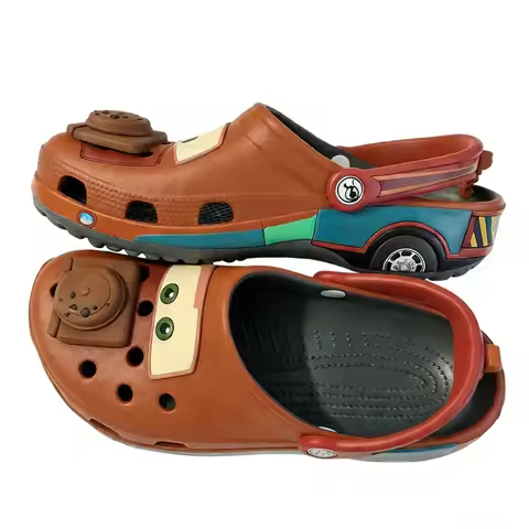 Disney Cars Mater Croc-Style Clogs - Non-Slip Breathable Beach Sandals Anime Figurine Outdoor Casual