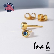 Ina B. Designs Original US 10k Gold Hypoallergenic Non-Tarnish Made in U.S.A Stud Earrings Birthstone Rainbow