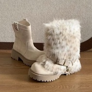 TOVICLION detachable fur collar boots in 2 styles, versatile winter fur boots for women