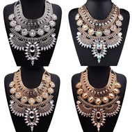 Boho Ethnic Big Bib Maxi Choker Women Jewellery Indian Vintage Statement Crystal Rhinestone Large Co