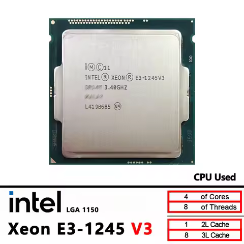 Intel Used Xeon E3-1245 v3 E3 1245v3 E3 1245 v3 3.4 GHz Quad-Core Eight-Thread CPU 8M 84W LGA 1150