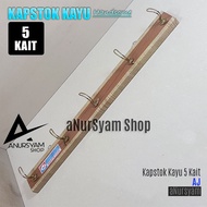 GANTUNGAN 5-Hook Wooden Hanger 5-Hook Clothes Hanger/