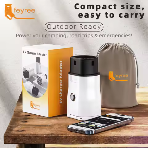 Feyree with Power Adjust Switch for Chinese EV Car Portable Type2 V2L Adapte, Vehicle to Load Discha