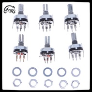 [8C11] 5Pcs RV17 With Potentiometer B1K 2K 5K 10K 20K 50K Handle Length 15mm 5Pin Carbon Film Potent