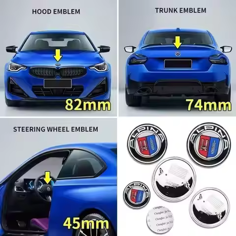 Badge Hood Bonnet Rear Car FrontTrunk Emblem Steering wheel logo Stickers For ALPINA Styling Accesso