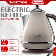 DELONGHI Icona Vintage KBOV2001.BG - Beige (1.7L/2000w) Stainless Steel Electric Jug Kettle Cordless Pemasak Air Panas