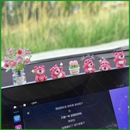 Cute Lotso Car Ornament Strawberry Bear Gypsophila Tulip Begonia Flower Figure Dolls Gift For Girls 