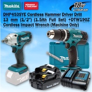 Makita DHP453 Cordless Hammer Driver Drill + DTW190 Cordless Impact Wrench