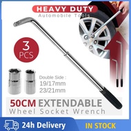 👍Heavy Duty L Shape Tyre Opener Wheel Socket Wrench Extendable Telescopic Tyre Nut Socket 17mm/19mm 