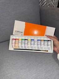 二手 ACRYLIC 安德烈不透明壓克力顏料 12色盒裝 附畫筆