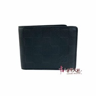 ＊奢華大道國際精品＊【L3320】LV黑色棋盤格牛皮壓紋 SLENDER 對開短夾 N63263