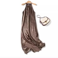Spanish Womens Clothing 2024 Summer New Palace Style Texture Hanging Neck Strap Long Dress Sleeveles