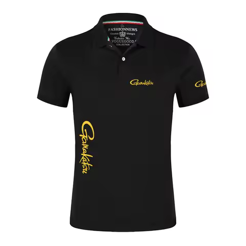 2024 New Printing Men Gamakatsu Fishing Cotton Polo Shirts Comfortable Casual Solid Color Slim Summe