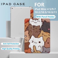 Apple ipad air5 case 10.9 inch Air1/2/3 9.7in 10.5 Ipad case with Pencil Holder 2017/2018/2019/2020/2021 ipad pro 11in ipad cover 8th/9th/7th generation 10.2 pencil slot Mini4/5/6