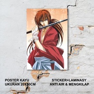 Poster Kayu Samurai X / poster anime / Hiasan dinding kayu / hiasan kamar cowok / pajangan dinding k