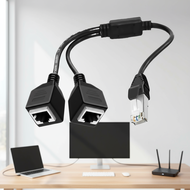 RJ45 1 to 2 Port LAN Ethernet Splitter Adapter, Suitable for Cat5, Cat5e, Cat6, Cat7 Networks