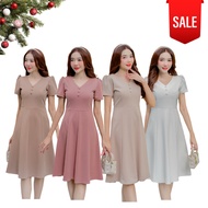 Lindastyle365 Women's Dress Roche Fabric A-Line Style Simple And Elegant Suitable For Work Go Out
