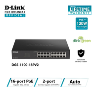 D-Link DGS-1100-18PV2 16-Port Gigabit PoE Smart Managed Switch with 2 Combo SFP