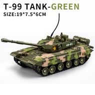 LEO T-99 Main Battle Tank Diecast M1A2 Leopard 2 Military Tank ของเล่นชุดไฟหุ่นอัลลอยรถหุ้มเกราะเสีย
