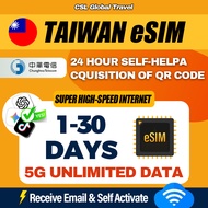 【CSL】Taiwan eSIM | 3-30 Days | High-Speed | UNLIMITED HOTSPOT GB | Taiwan Travel Prepaid Sim Card | 