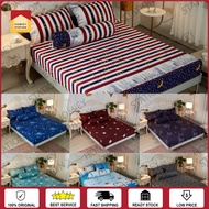 Premium Cotton 4in1 King/4in1 Queen/2in1 Single Fitted Bedsheet Sets Cadar Getah Keliling Sarung Til