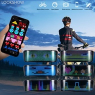 LOOKSHOW Motorcycle Helmet LED Display Warning Light Night Riding Bike Ski Helmet Taillight APP Prog