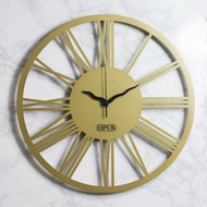 【OPUS東齊金工】歐式鐵藝靜音時鐘-新羅馬數字(古銅金)/客廳裝潢