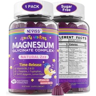 Magnesium Glycinate Gummies for Adults & Kids 4+, Sugar Free Magnesium Bisglycinate Supplement 400/2