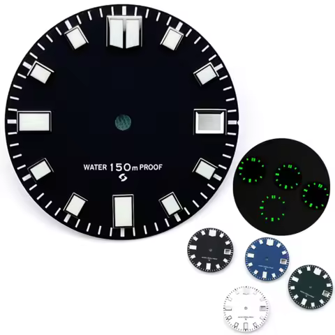 28.5mm 62MAS Vintage Diver's Watch Dial Matte Texture Green Luminous No logo For Seiko Prospex NH35 