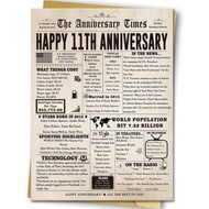 Jumbo 11th Anniversary Cards Gifts for Wife Husband Couple, Romantic 11 Year Anniversary Decorations