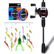 FRRTC Fishing Set Casting Rod Baitcasting Fishing Reels 2 Section Carbon Fishing Rod Fishing Reel Le