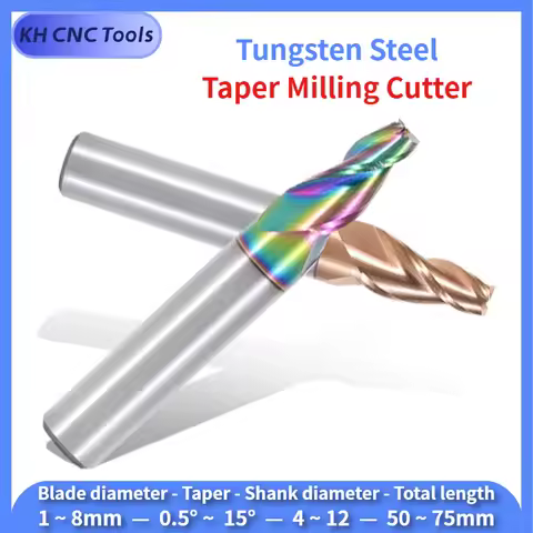 KH CNC Carbide Taper End Mill Tungsten Steel Angular Slope Milling Cutter Metal Router Bit 0.5 1 1.5