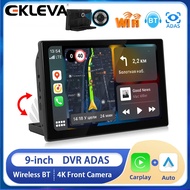 EKLEVA 9 inch Car DVR ADAS Dash Cam 4K Foward Camera Carplay DVR Monitor Android auto Airplay Dashboard Recorder Dual Bluetooth