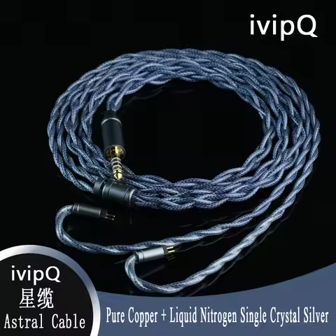 ivipQ-Astral 22AWG Pure Copper + Liquid Nitrogen Single Crystal Silver HiFi IEM Cable 2-Pin 0.78mm M